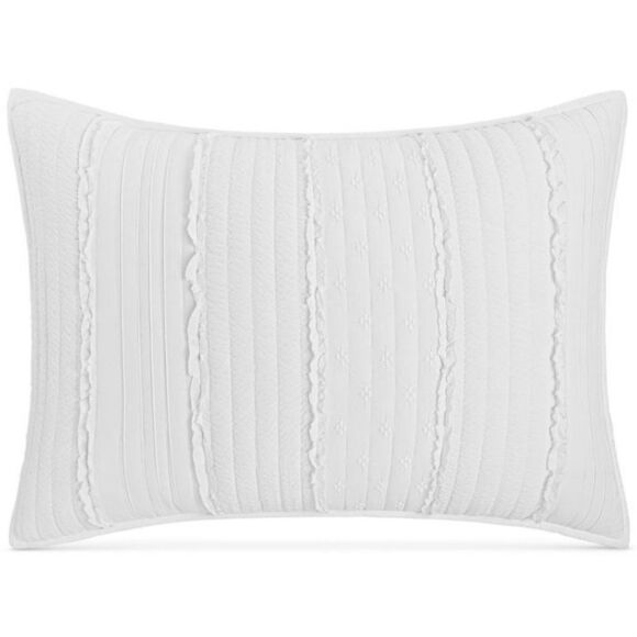 Martha Stewart Collection Textured White Stripe Sham, Standard, - Picture 1 of 3
